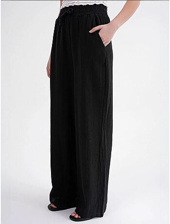 Pantalon palazzo texturé taille haute mixray