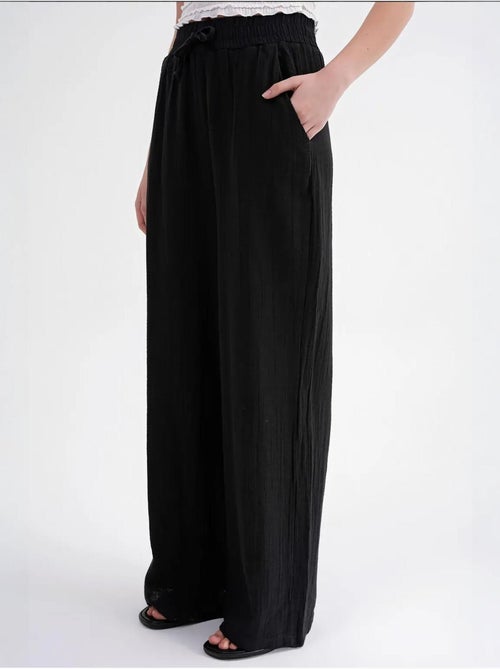 Pantalon palazzo texturé taille haute mixray - Kiabi Pantalon palazzo texturé taille haute mixray - Kiabi