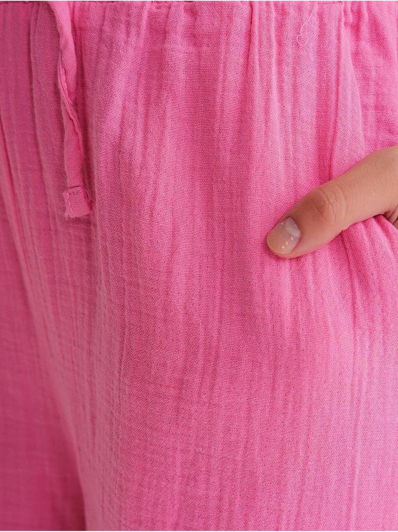 Pantalon palazzo texturé taille haute mixray Rose - Kiabi