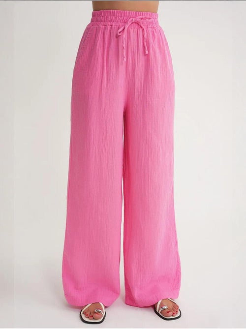 Pantalon palazzo texturé taille haute mixray - Kiabi Pantalon palazzo texturé taille haute mixray - Kiabi