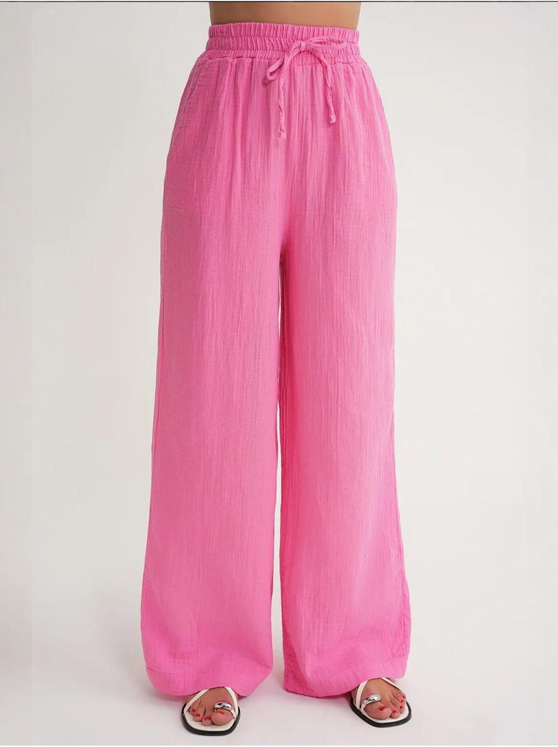 Pantalon palazzo texturé taille haute mixray Rose - Kiabi