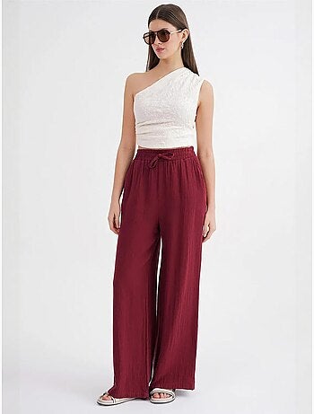 Pantalon palazzo texturé taille haute mixray
