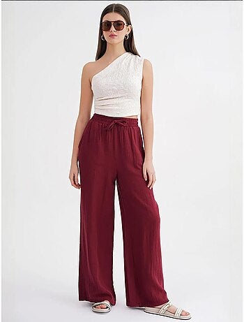 Pantalon palazzo texturé taille haute mixray