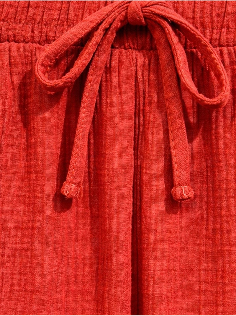 Pantalon palazzo texturé taille haute mixray Rouge - Kiabi