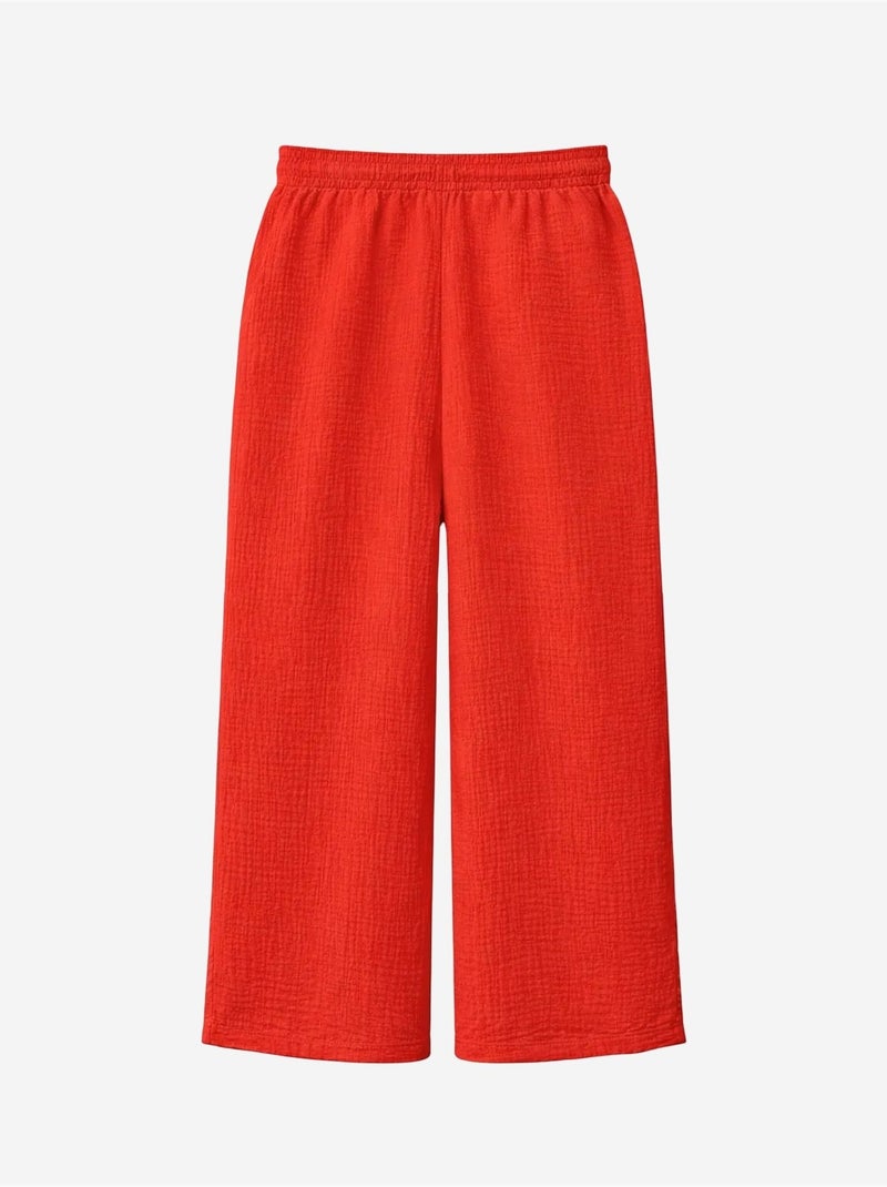 Pantalon palazzo texturé taille haute mixray Rouge - Kiabi