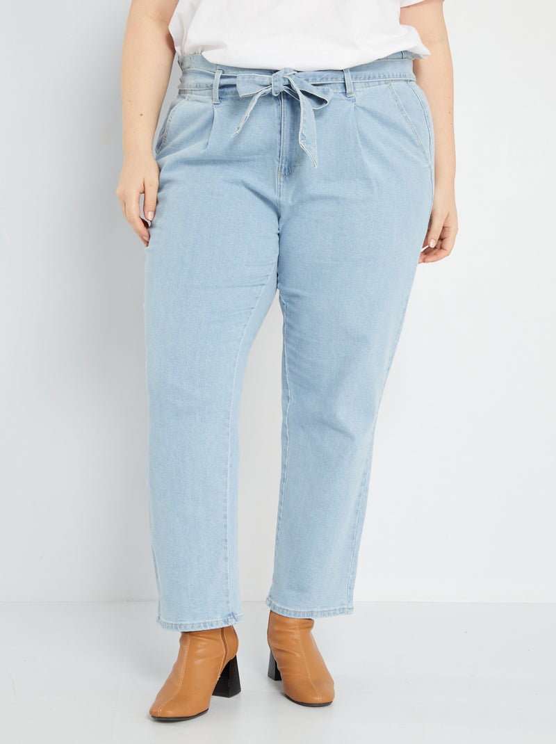 Pantalon paper bag en denim Bleu - Kiabi