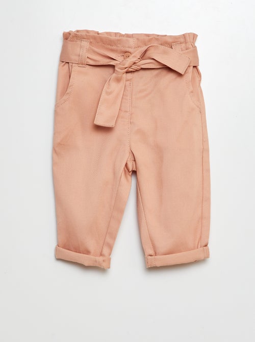 Pantalon paperbag avec taille ajustable - Kiabi