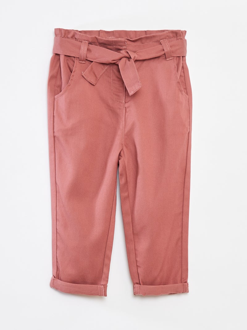 Pantalon paperbag avec taille ajustable Vieux rose - Kiabi