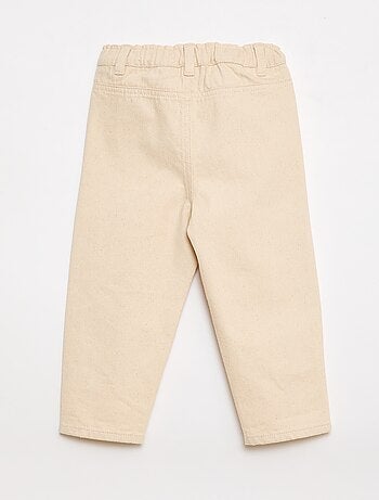 Pantalon paperbag brodé all-over en twill de coton