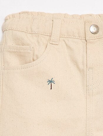 Pantalon paperbag brodé all-over en twill de coton