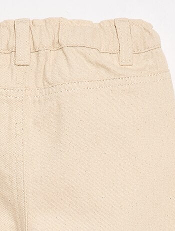 Pantalon paperbag brodé all-over en twill de coton