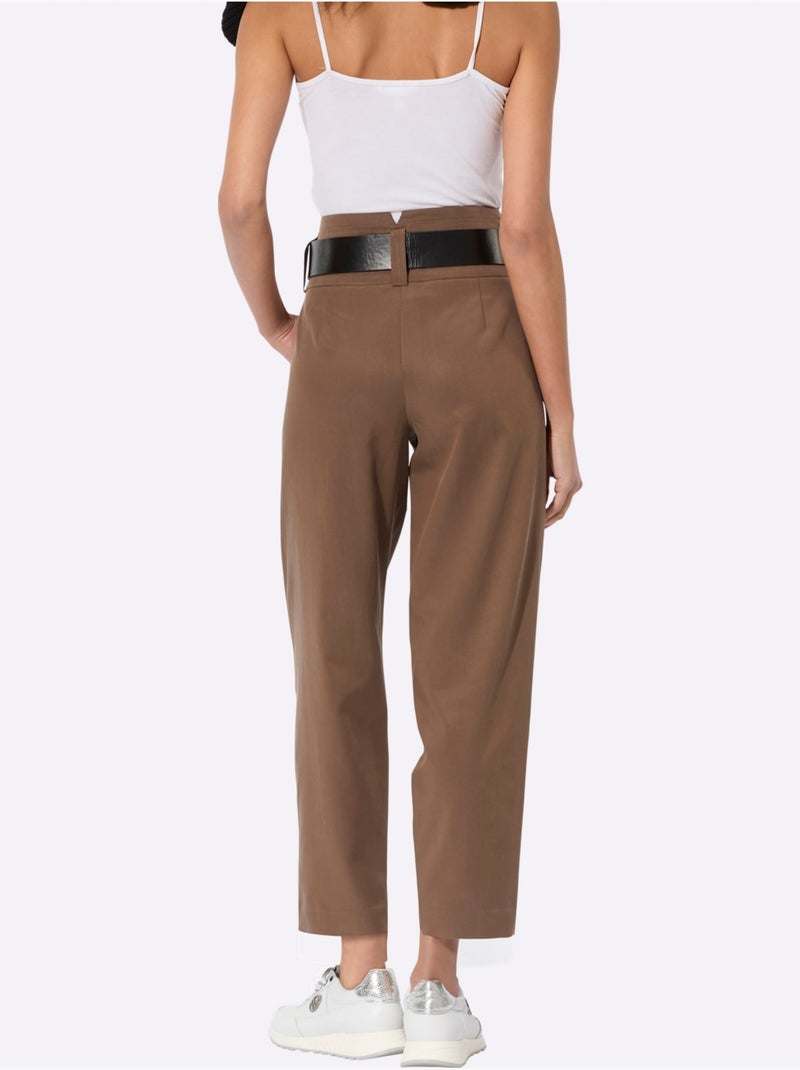 Pantalon Paperbag Ceinture Incluse - Taille Standard - helline Marron - Kiabi