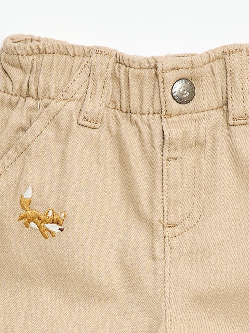 Pantalon paperbag en twill Beige - Kiabi