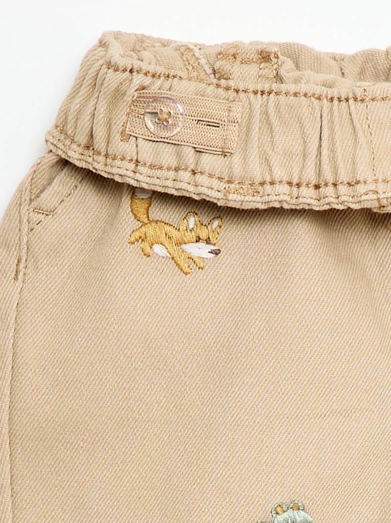 Pantalon paperbag en twill Beige - Kiabi