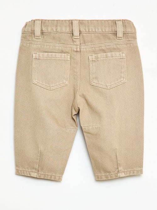Pantalon paperbag en twill de coton - Kiabi