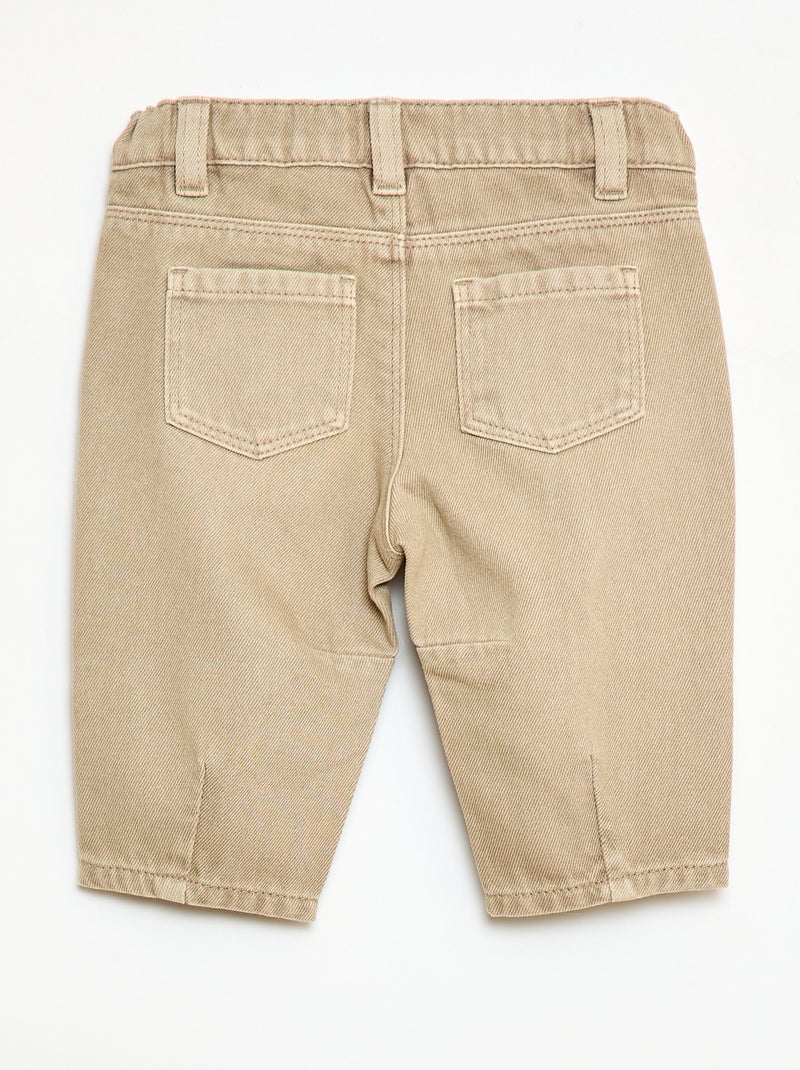 Pantalon paperbag en twill de coton Beige - Kiabi