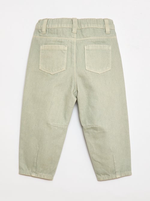 Pantalon paperbag en twill de coton - Kiabi
