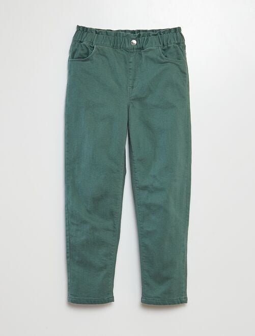 Pantalon paperbag en twill - Kiabi