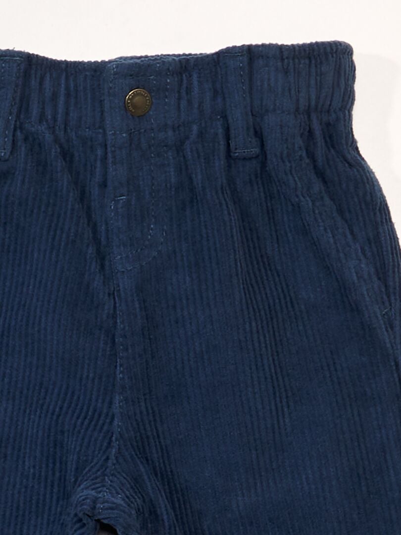 Pantalon paperbag en velours Bleu gris - Kiabi