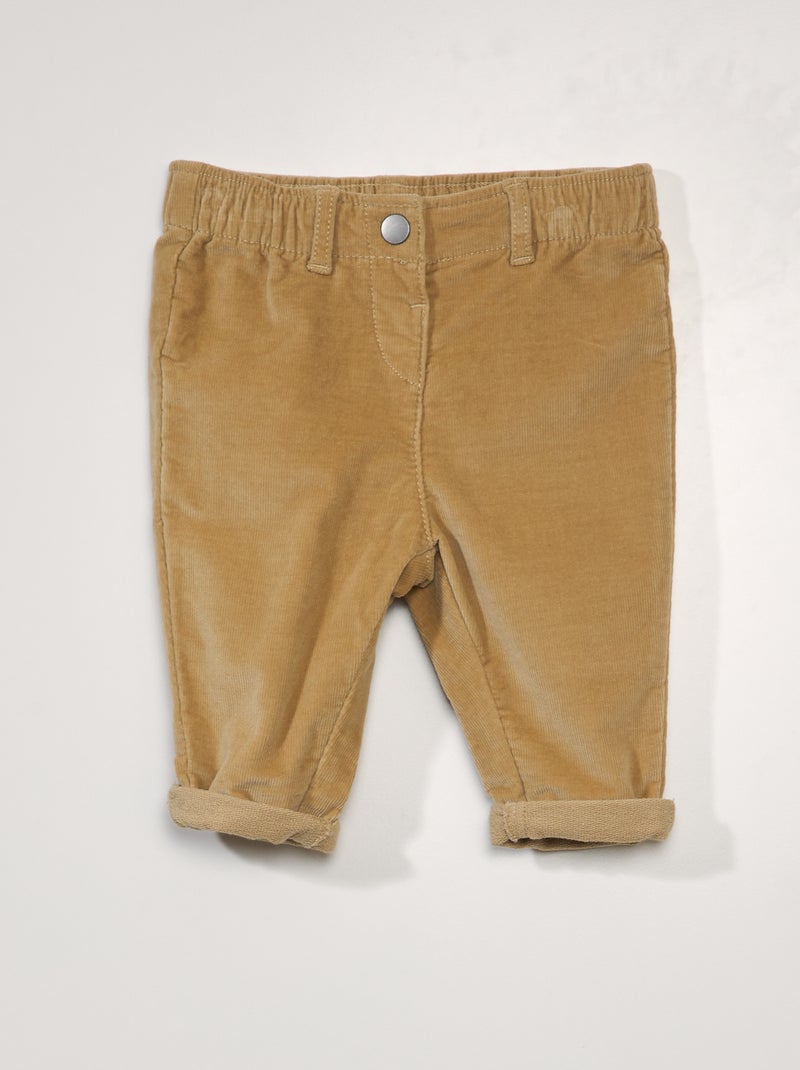 Pantalon paperbag en velours côtelé Beige - Kiabi