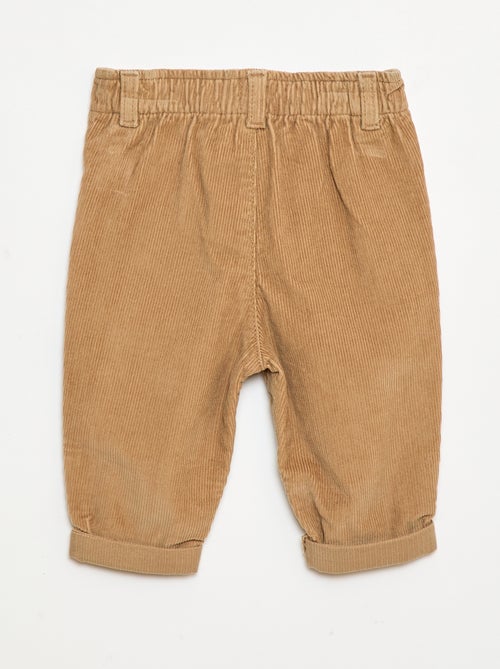 Pantalon paperbag en velours côtelé - Kiabi