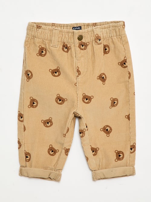 Pantalon paperbag en velours côtelé - Kiabi