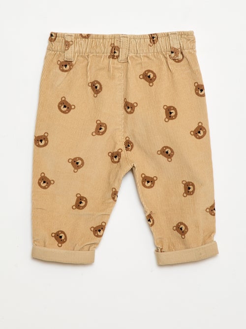 Pantalon paperbag en velours côtelé - Kiabi