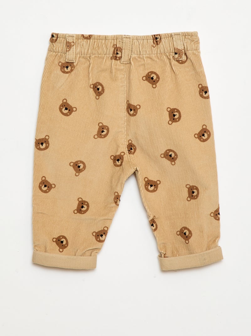 Pantalon paperbag en velours côtelé Beige - Kiabi