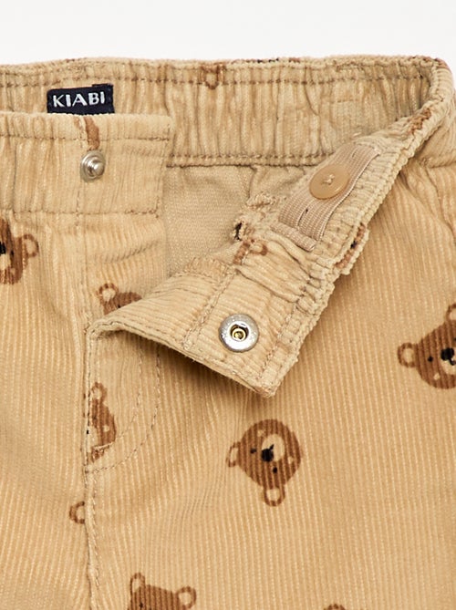 Pantalon paperbag en velours côtelé - Kiabi