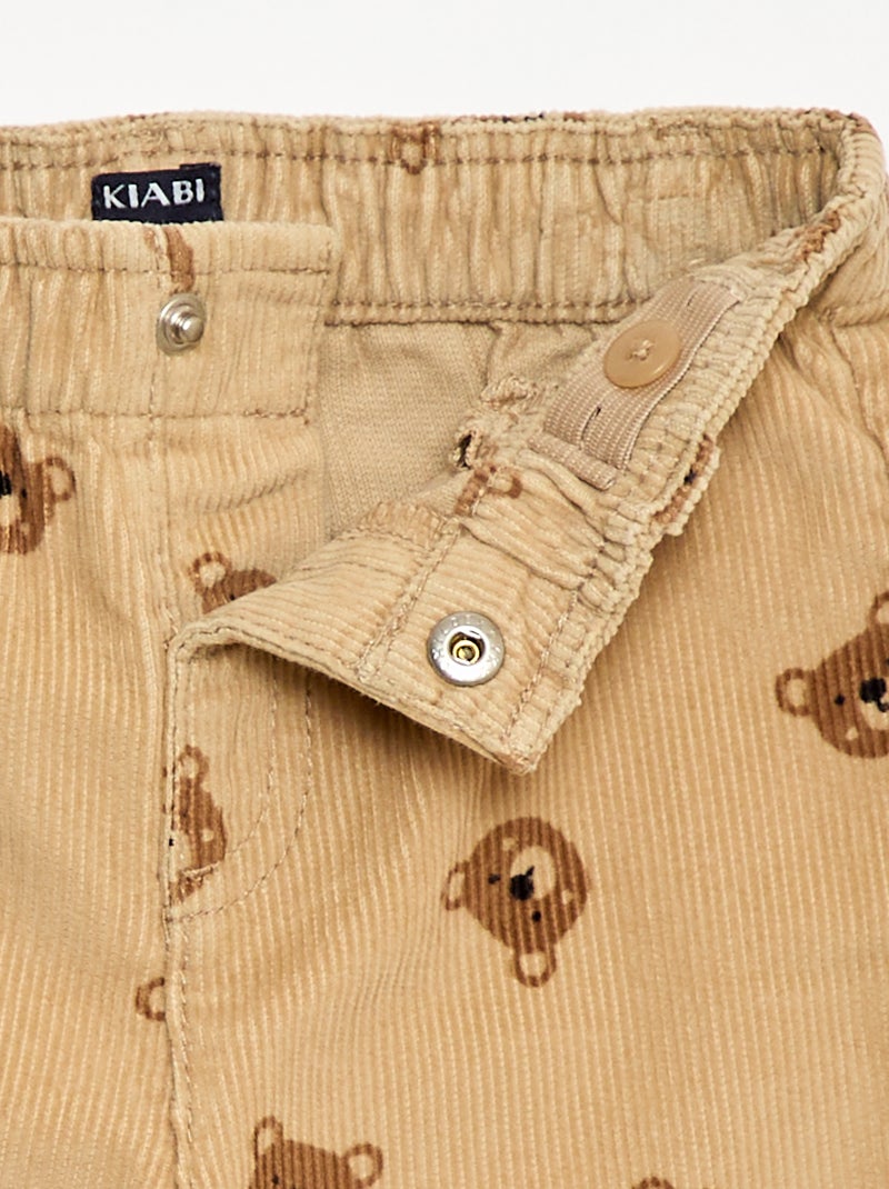 Pantalon paperbag en velours côtelé Beige - Kiabi