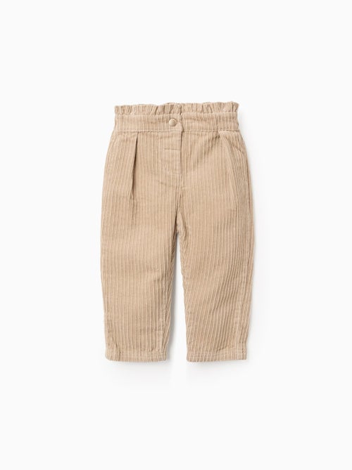 Pantalon Paperbag en Velours Côtelé - Kiabi