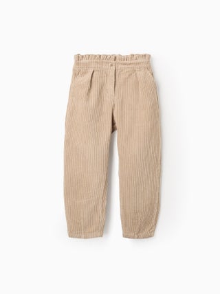 Pantalon Paperbag en Velours Côtelé