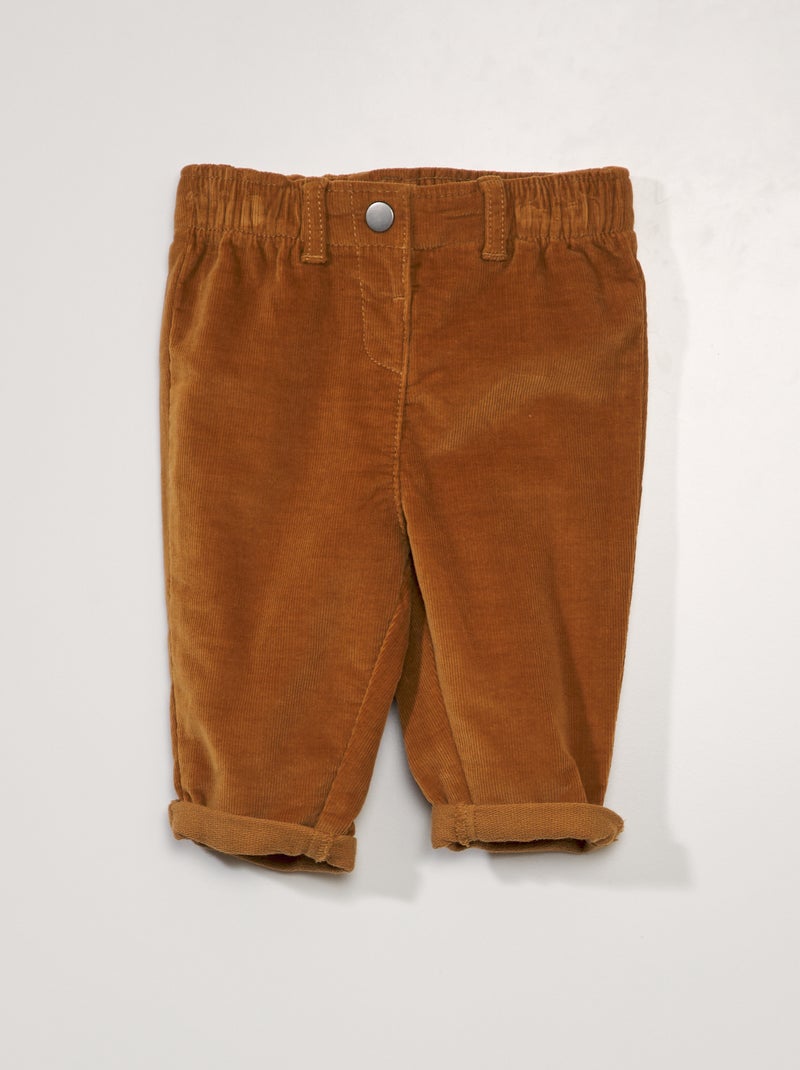 Pantalon paperbag en velours côtelé Marron - Kiabi