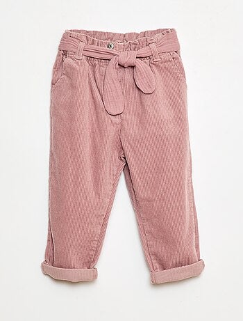 Pantalon paperbag en velours côtelé