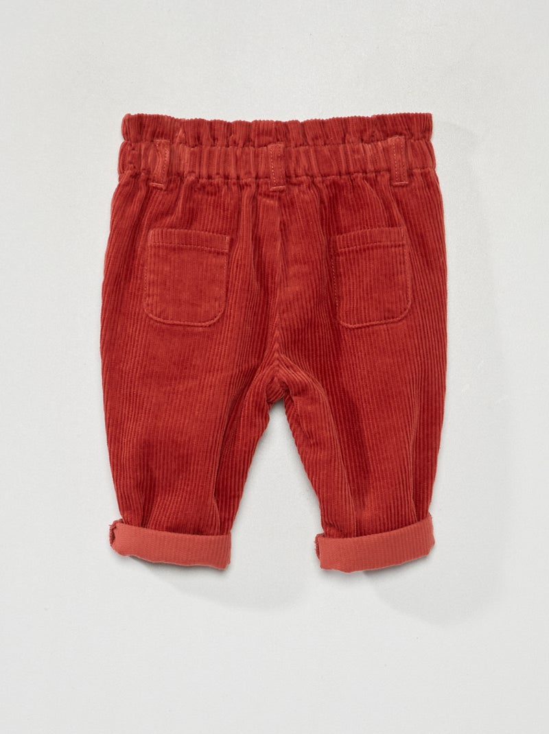 Pantalon paperbag en velours côtelé Rouge - Kiabi