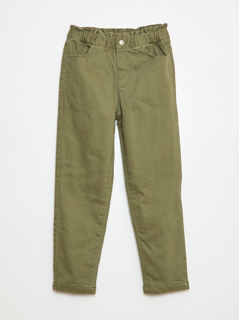 Pantalon paperbag rembourré Vert - Kiabi