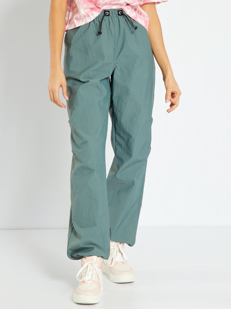Pantalon parachute en nylon BLEU - Kiabi