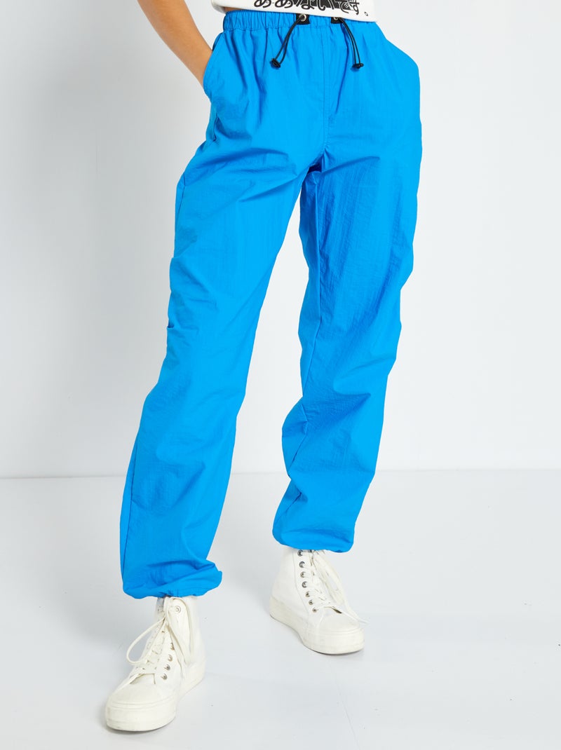 Pantalon parachute en nylon Bleu ciel - Kiabi