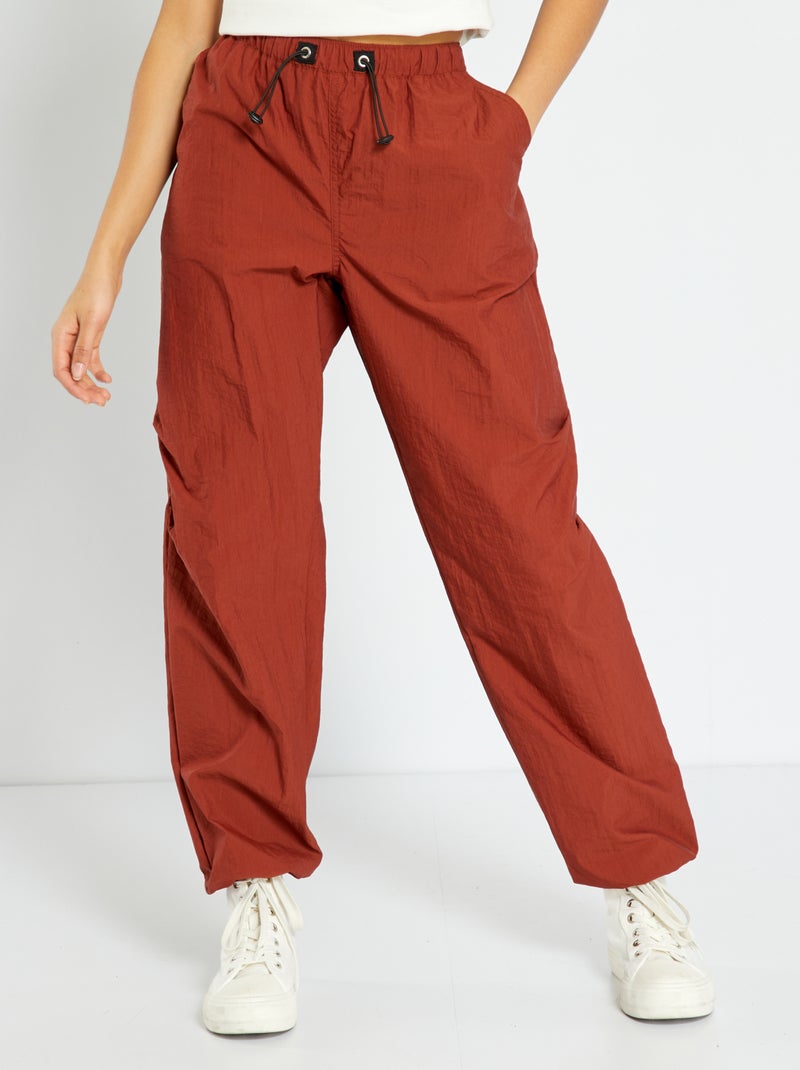 Pantalon parachute en nylon Rouge brique - Kiabi