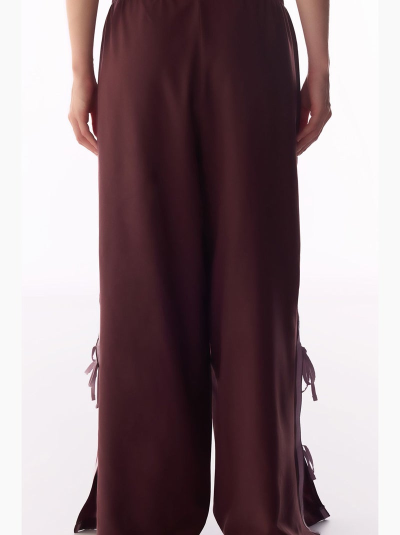 Pantalon parachute large avec détail ruban penti Rouge bordeaux - Kiabi