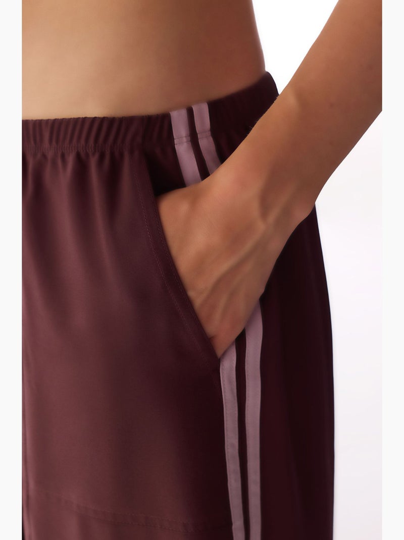 Pantalon parachute large avec détail ruban penti Rouge bordeaux - Kiabi