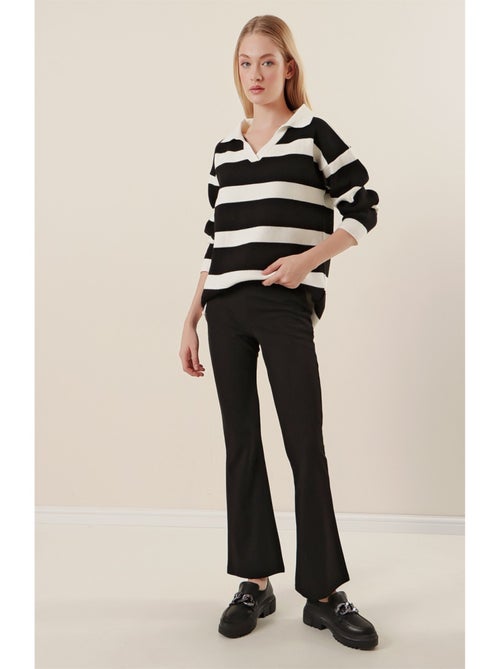 Pantalon Pattes Evasés - Noir - Kiabi
