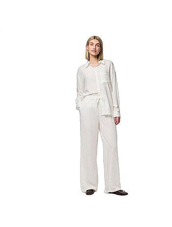 Pantalon Pieces Pia Wide en viscose et lin