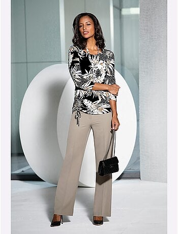 Pantalon Plis Repassés, Effet Affinant - Taille Courte - Witt