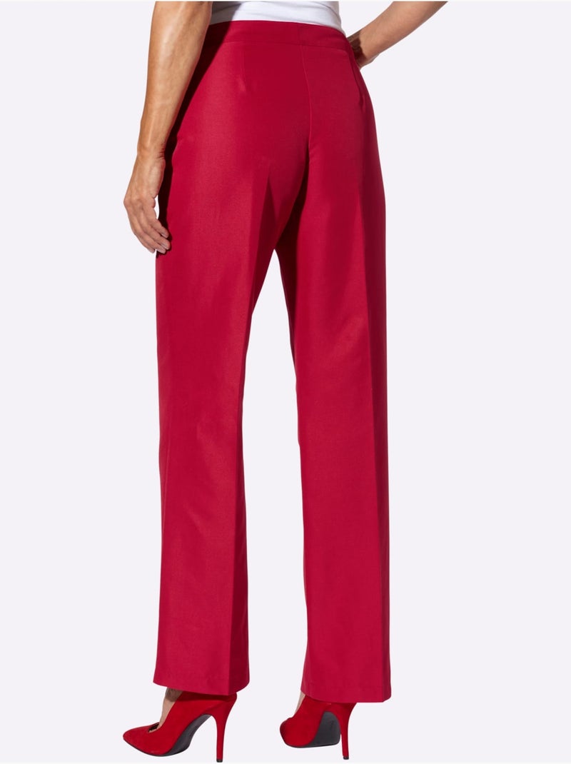 Pantalon Plis Repassés, Effet Affinant - Taille Standard - Moda Vilona Rouge - Kiabi