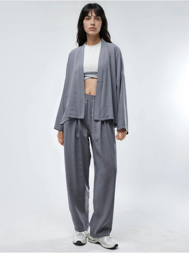 Pantalon plissé à jambes larges busem Gris foncé - Kiabi