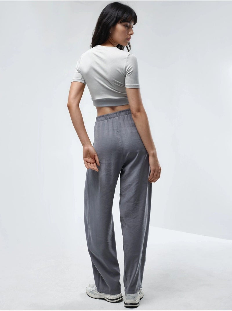 Pantalon plissé à jambes larges busem Gris foncé - Kiabi
