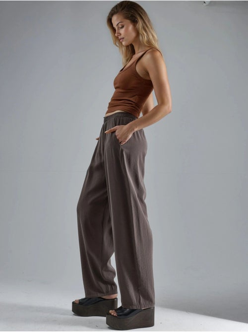 Pantalon plissé à jambes larges busem - Kiabi