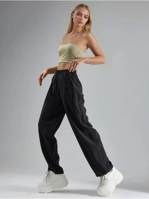 Pantalon plissé à jambes larges busem - Kiabi Pantalon plissé à jambes larges busem - Kiabi