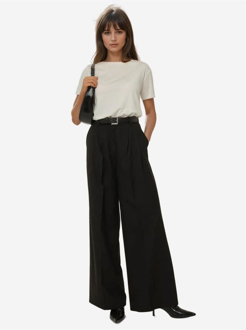 Pantalon plissé à jambes larges - Kiabi